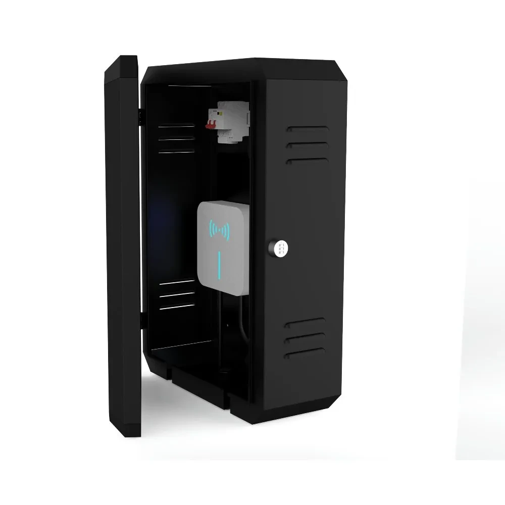 Wandmontiertes Metallgehäuse für den Außenbereich, EV-Autoladegerät, IP65-Schutzbox mit Glastür, NEV-Teile & Zubehör-Peacemounts EVC-01W 1