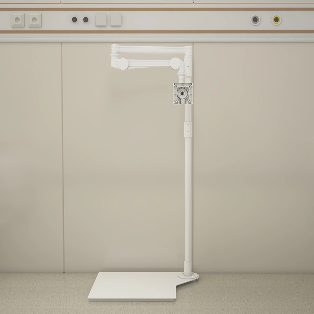 Supporto da pavimento per monitor paziente con braccio lungo in alluminio -Peacemounts PM-500B 1