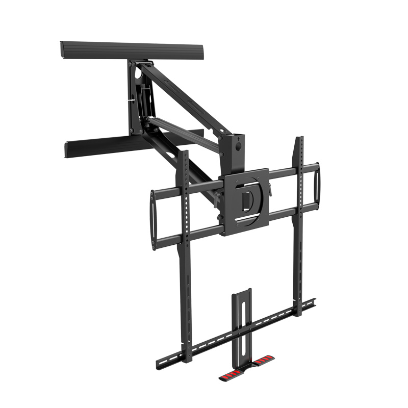Large size Gas Spring Interactive Pull-Down Mantel Fireplace TV Wall Mount for 63-100 inch-MAM-1000 1