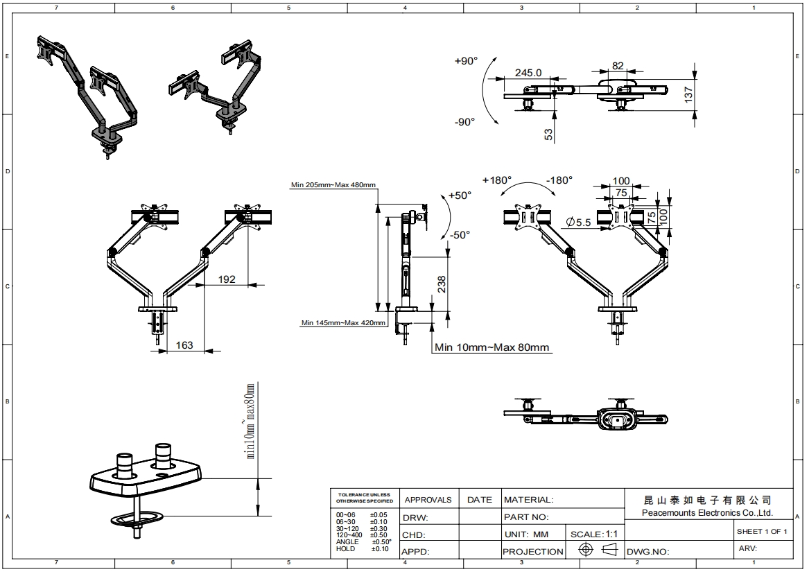 Wholesale Dual Monitor Arm Tilt Desktop Computer PC Monitor Mount Stand ...