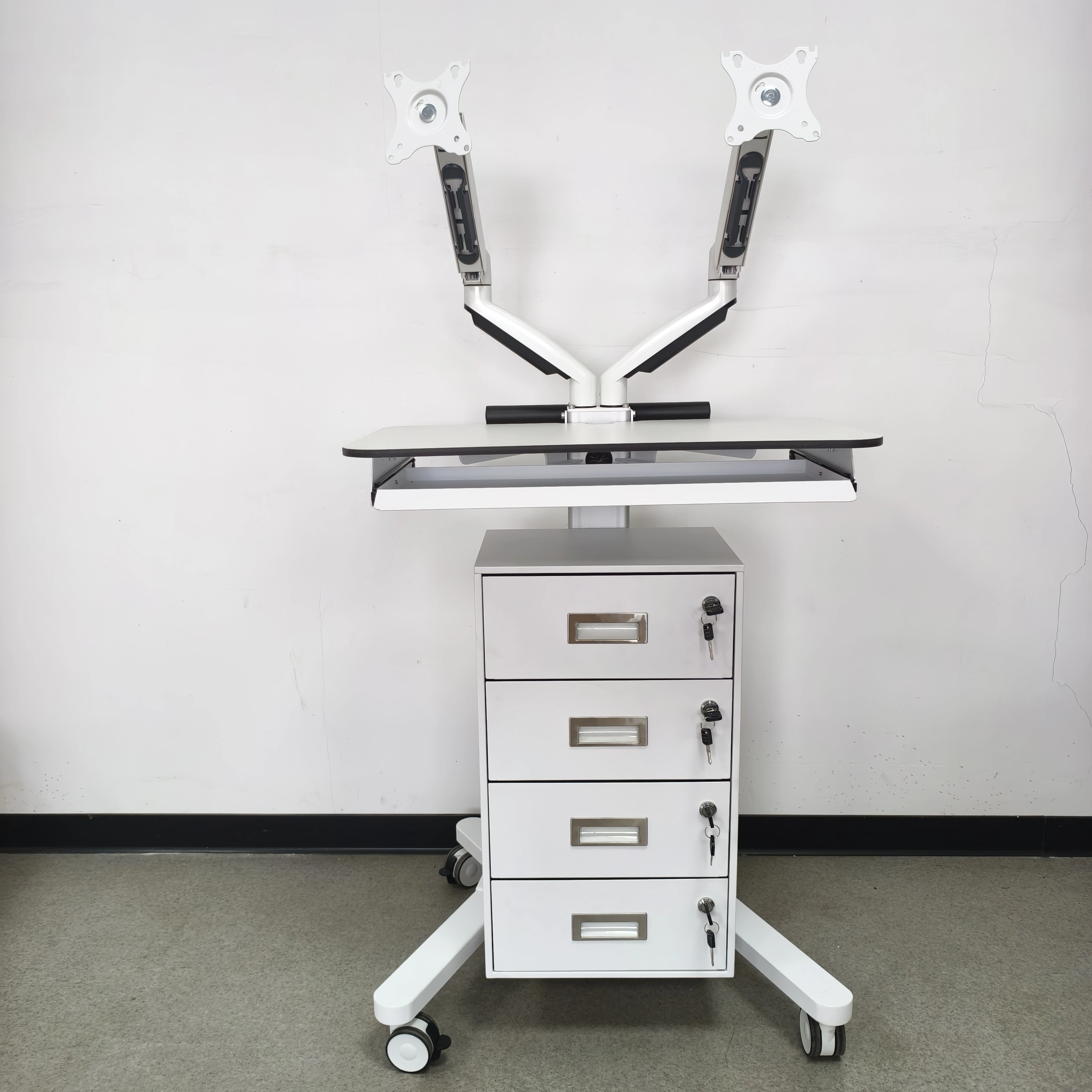 Medical Cart Computer Trolley nga may 4 ka Drawer para sa Healthcare Hospital-MCS-04D4 1