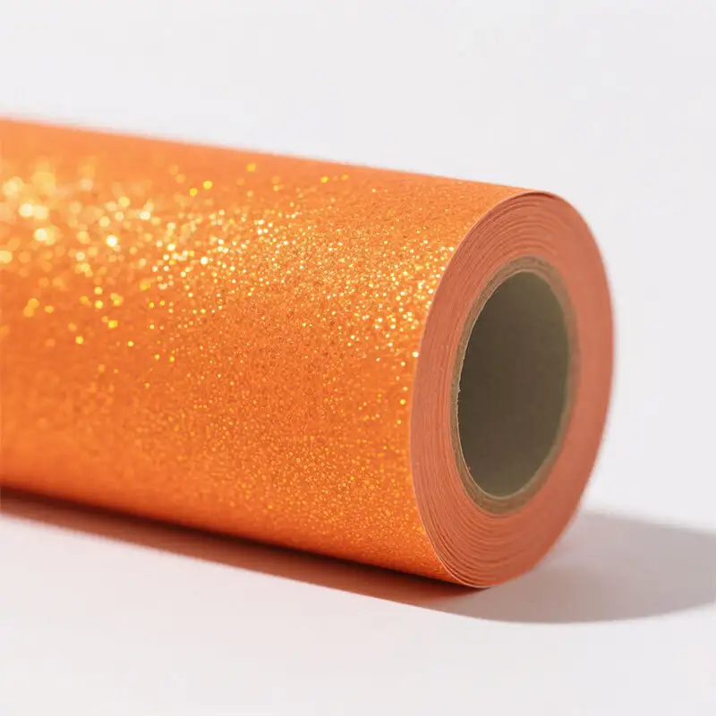 Self Adhesive Orange Glitter Vinyl Roll for Bulk Order 1