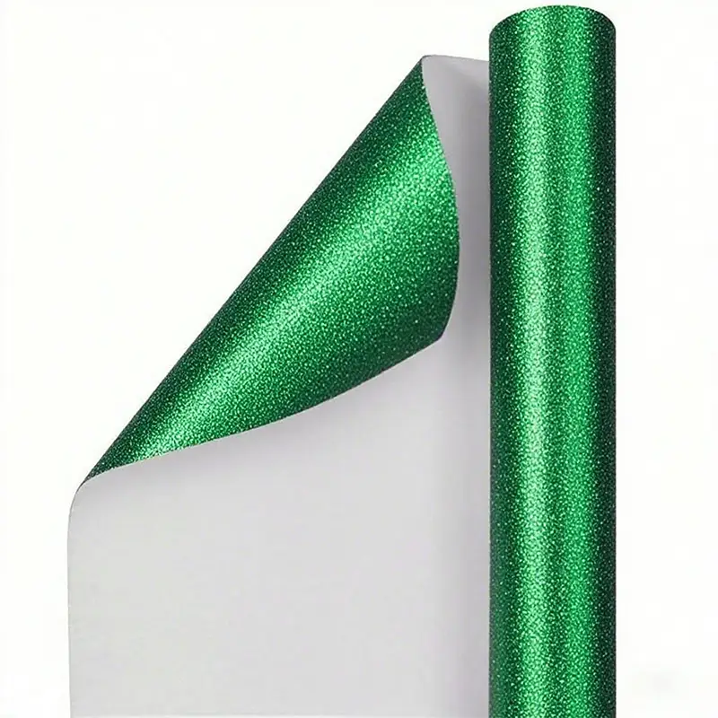 Non Shedding Christmas Green Glitter Wrapping Paper 1