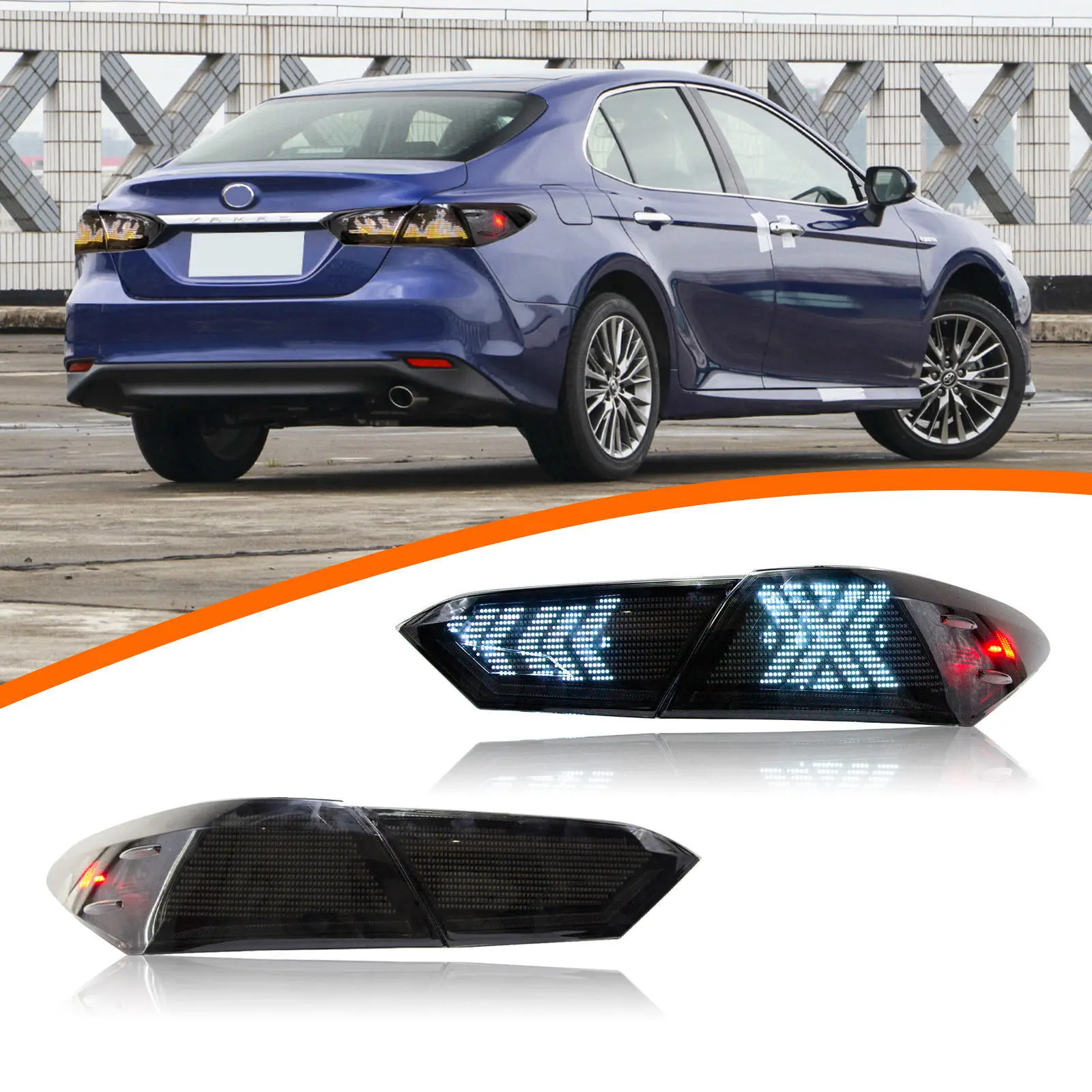 RGB Digital LED Tail Lights Smoke Lens Taillight Assembly for Toyota Camry 8 Gen Th LE/SE/XLE/XSE/TRD 2018-2023 Rear Lamp 1