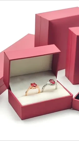High-End Red Right Angle Jewelry Box Live with Cargo Pendant Necklace Ring Gold Jewelry Gift Box 1