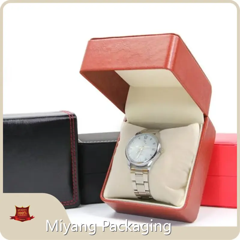 Black Leather Watch Box Waterproof by Miyang Packaging 1