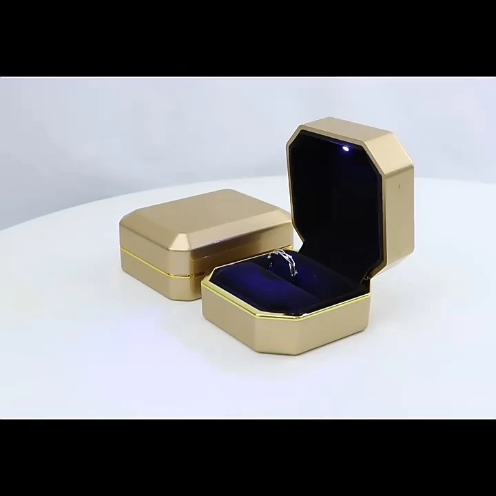 Creative octagonal LED light baking paint jewelry box ring necklace earrings bracelet jewelry gift box 1
