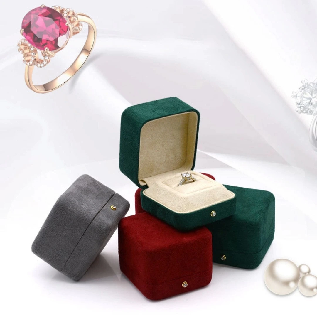 Creative round corner suede diamond buckle jewelry box ring earrings necklace pendant bracelet jewelry gift box 1