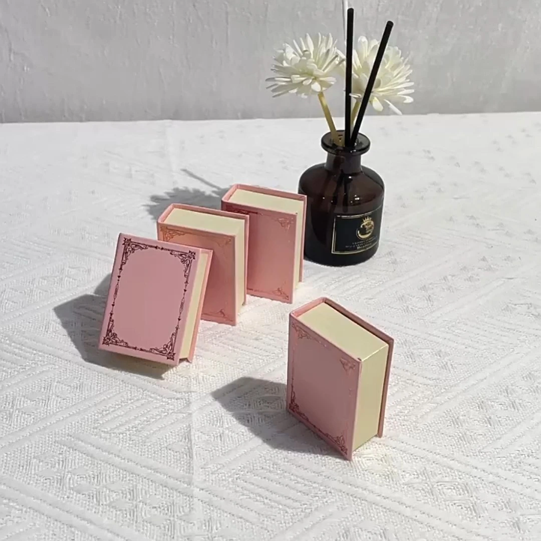 Creative paper book-style flip-top retro magnetic small jewelry box ring earring pendant jewelry gift box 1