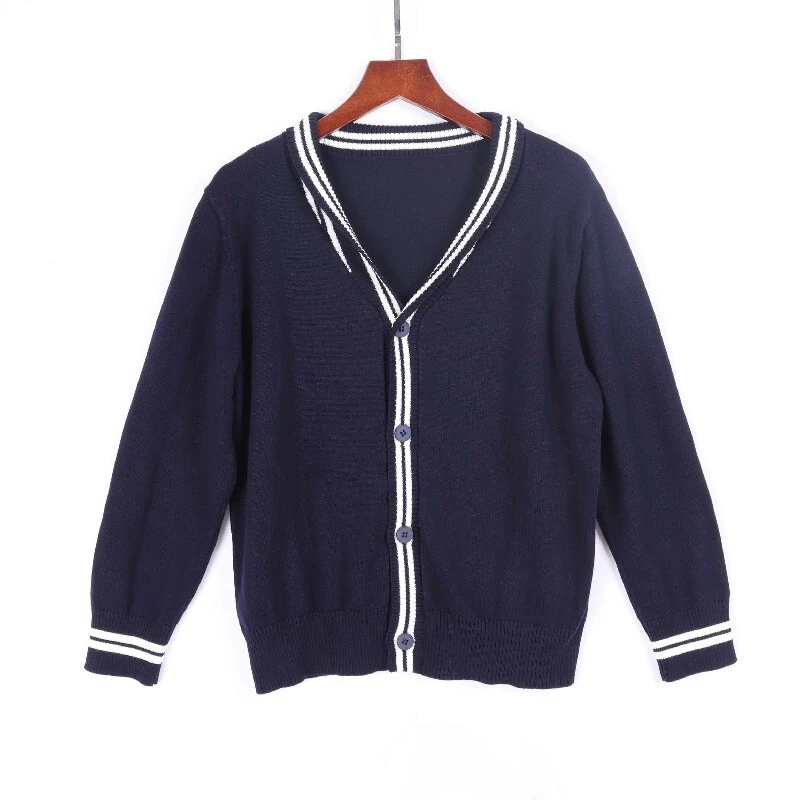 Uniforme escolar infantil com design de suéteres de malha de manga comprida com decote em V 1