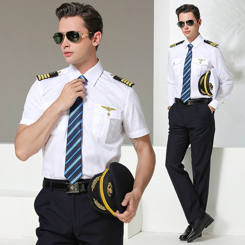 Spring and Autumn Khaki and Black Security Uniform Shirt for Men 1
