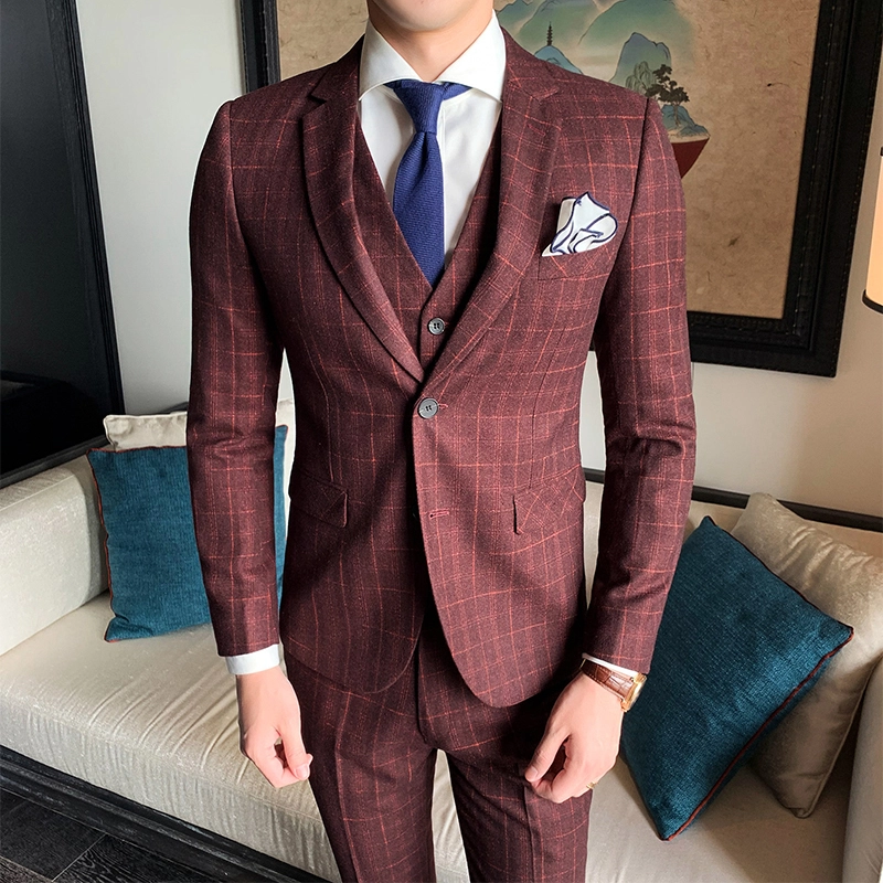 Custom Men Suit Wedding Business Blazer High Class Check Man Business Formal Suits 1