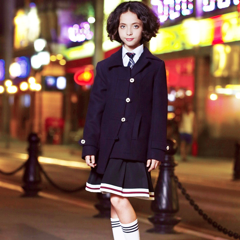 Conjunto de uniforme escolar para estudantes, calça blazer e gravata 1