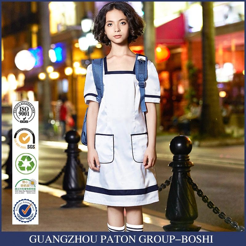 Girls' Striped School Uniform Shirt Dress 1