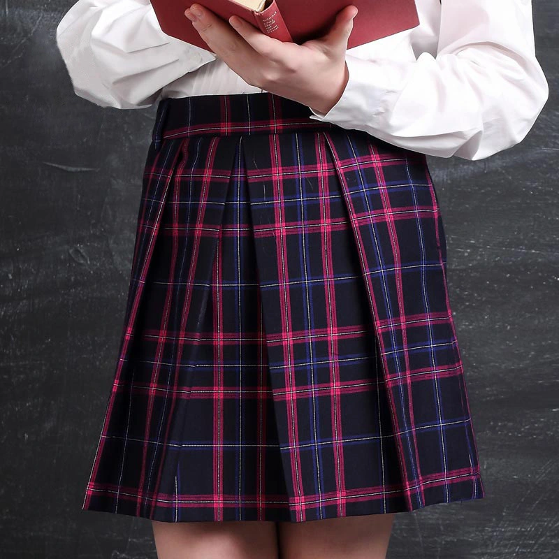 Saia plissada xadrez para uniformes escolares 1