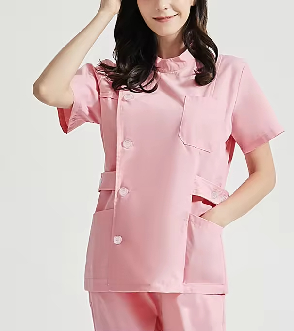 Women's Scrub Nurse Uniform Set with V-Neck Top and Elastic Waist Pants 1