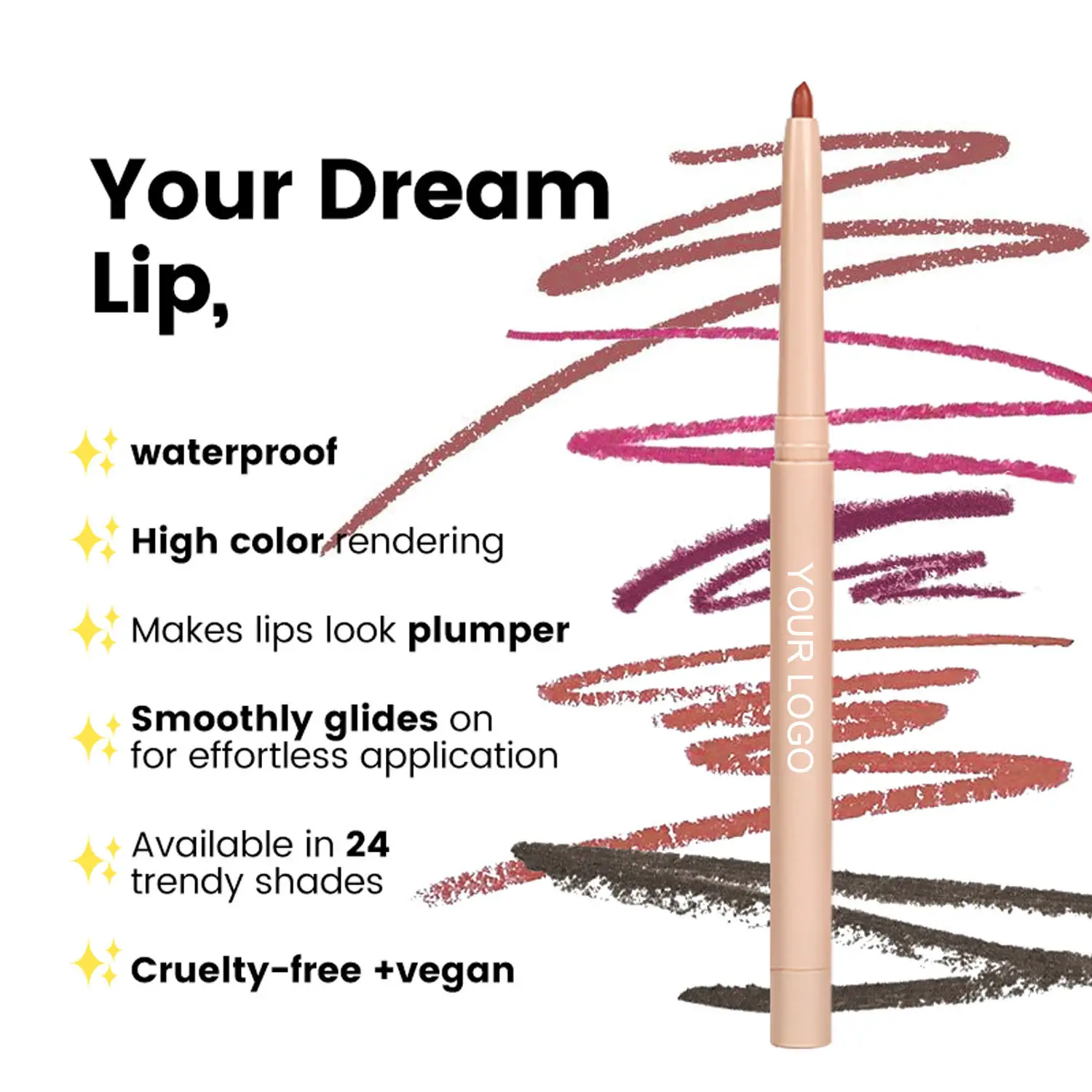 Hot Sellinglong Wear Lip Liner Package /sticker/ Material/texture /pattern/fragrance /color/efficacy Customization. Available 6