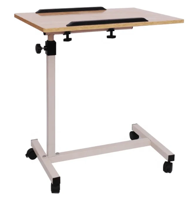 Tablero de mesa de comedor de hospital de madera con regulador de altura móvil 1