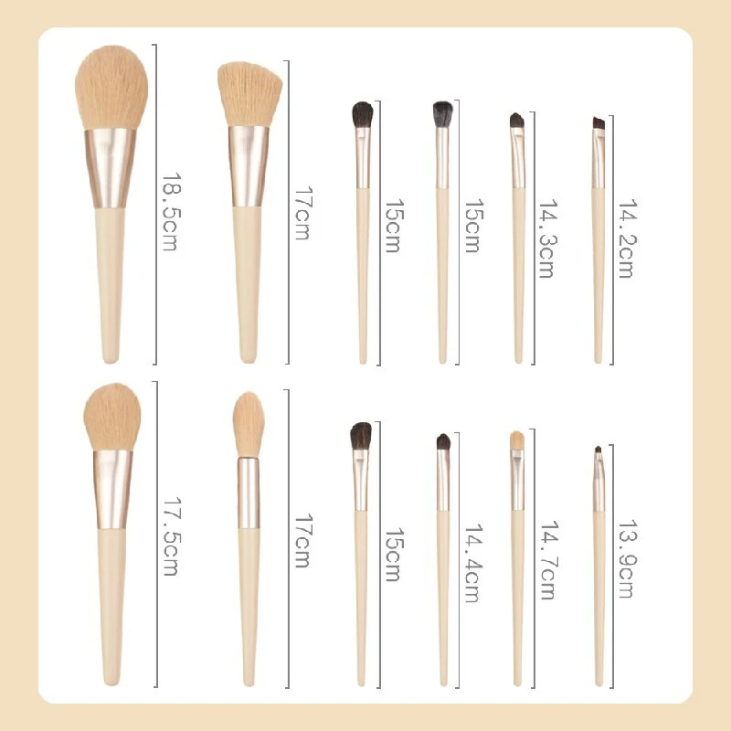 Beige 12 pcs eco-friendly custom logo makeup brush set 1