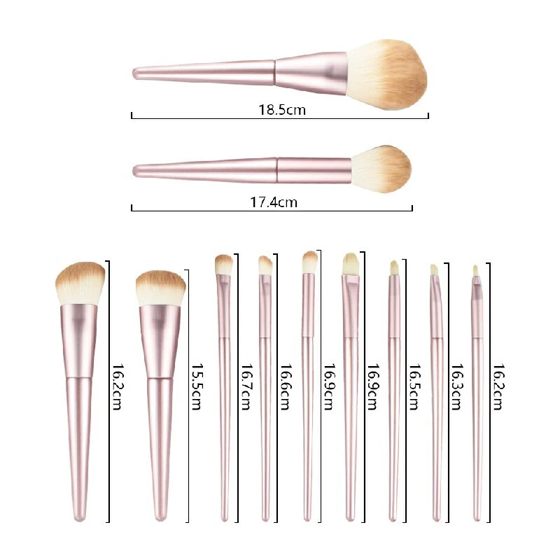 11-piece golden pink wooden handle makeup brush set 1