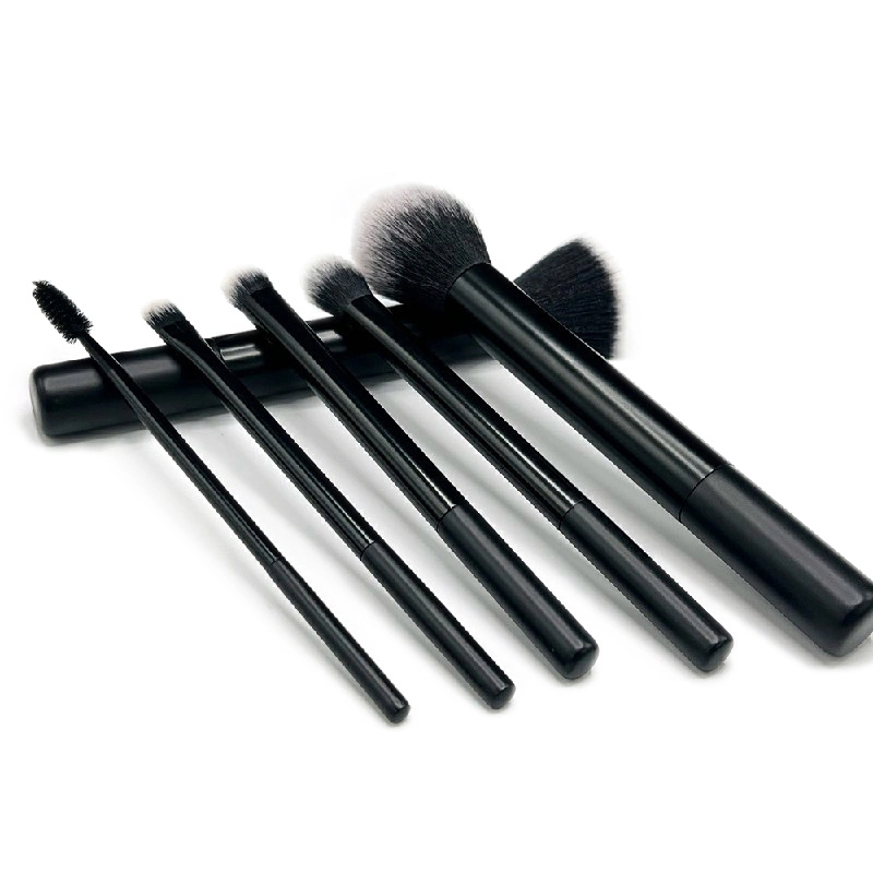 6pcs vegan makeup brushes with black handles 1