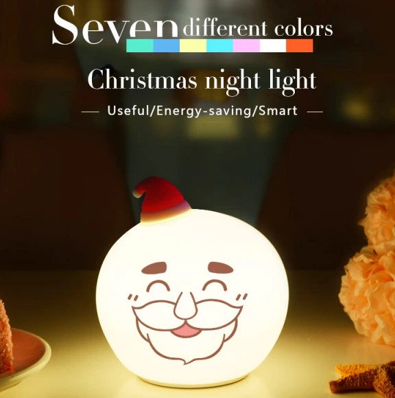 portable soft restorable silicon Christmas Santa Claus decorative kids children colorful smart energy-saving gifts night light 1