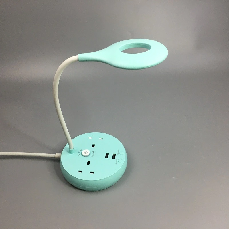 4 in 1 multi funtions  with 2 USB  ports fast charging and 2 plugs adjustable goose neck eye-caring LED desk study lamp 1