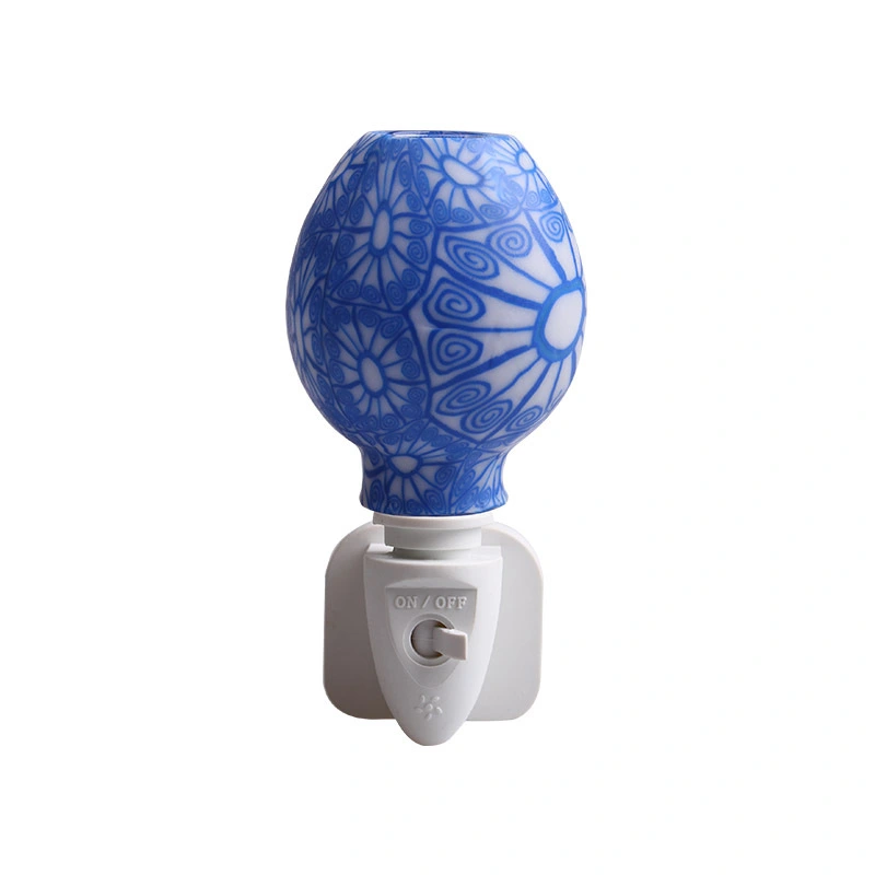 ETL UL CE SAA CB BS Aroma Essential Oil soft Art glass blue flowers design night light 110v 220v 7w 1