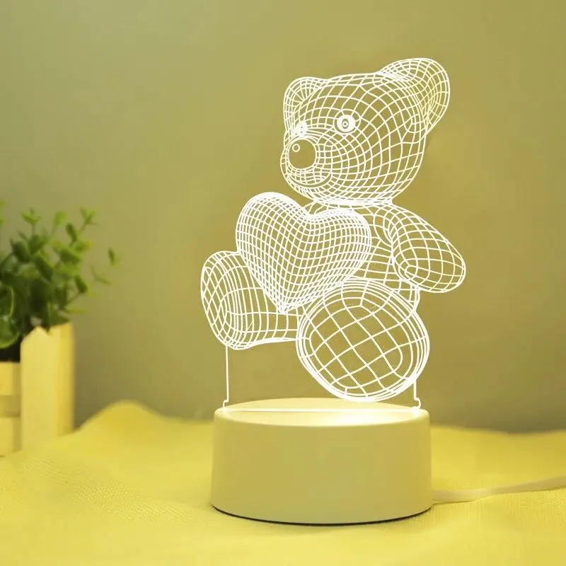 3D acrylic creative decorative living room bedroom usb remote control night light lamp 1