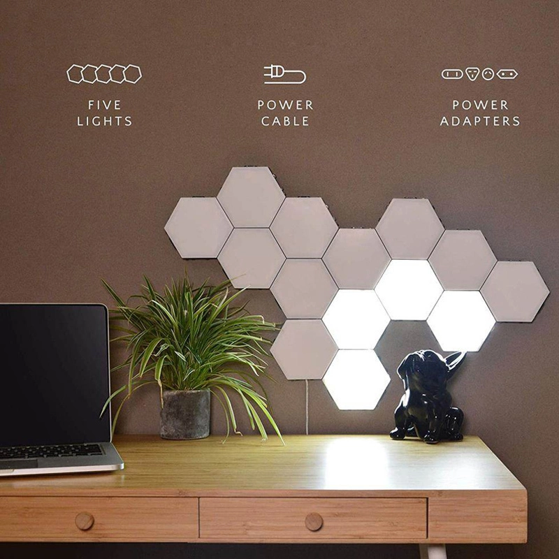 Multi-colors hand touch sensing modular night light hexagonal black family quantum honeycomb induction wall lamp 1