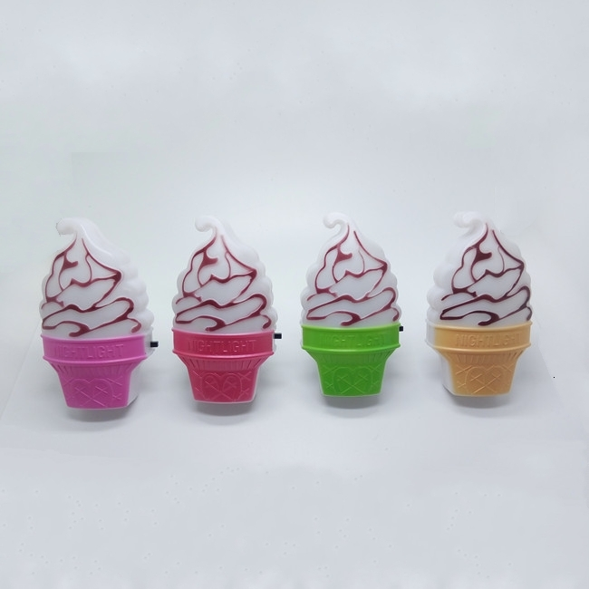 OEM 0.6W and 110V or 220V Pink Ice Cream Night Light Model Toys Children Kid Bedroom Decor Gift sensor plug in lighting 1