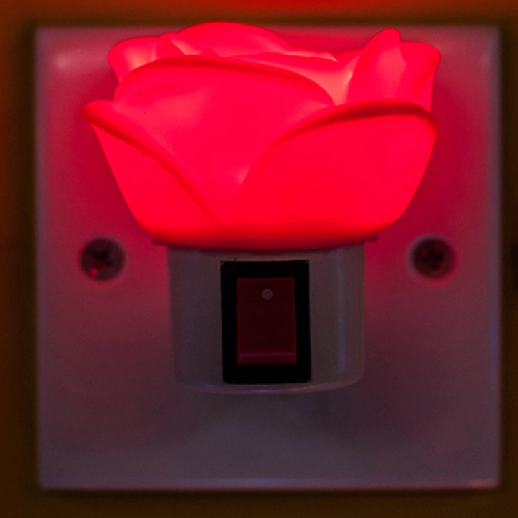Rose shape LED mini switch plug in night light for kids bedroom with 0.6W and 110V or 220V 1