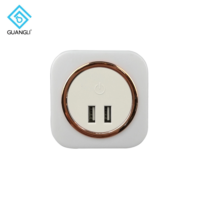 OEM A92 5V 2A Output Travel square Dimmer inductio LED Night Light dual USB Wall Plate for Fast Charger 1