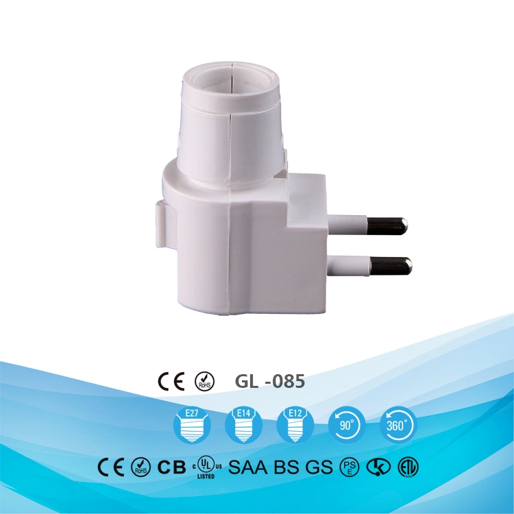CE ROSH European plug in approved Switch night light electrical plug socket lamp holder with 5W or 7W or 15W and 220V or 240V 1