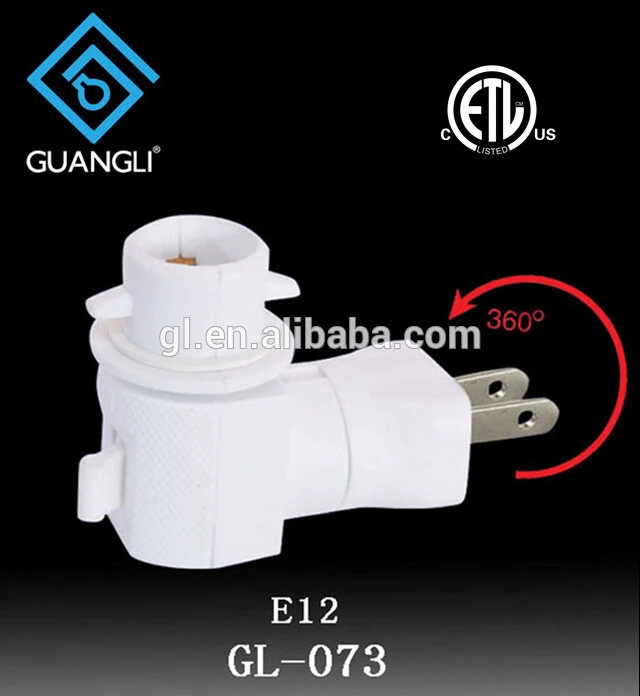 OEM ETL approved USA Switch night light socket lamp holder rotating and plug in with 5W or 7W and 110V or 120V 1