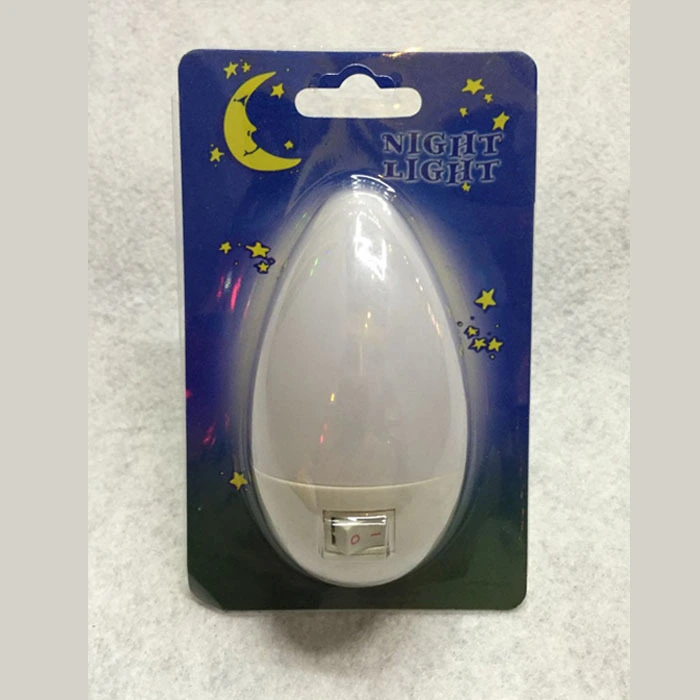 OEM mini switch plug in night light with 0.6W 3SMD AC 110V or 220V W040 White color water drop shape LED SMD 1