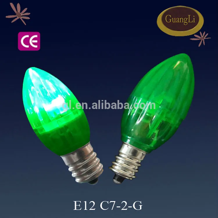 Christmas night light olive shape E12 E14 led light color bulbs C7 - 2 colorful 4 pcs LED 1