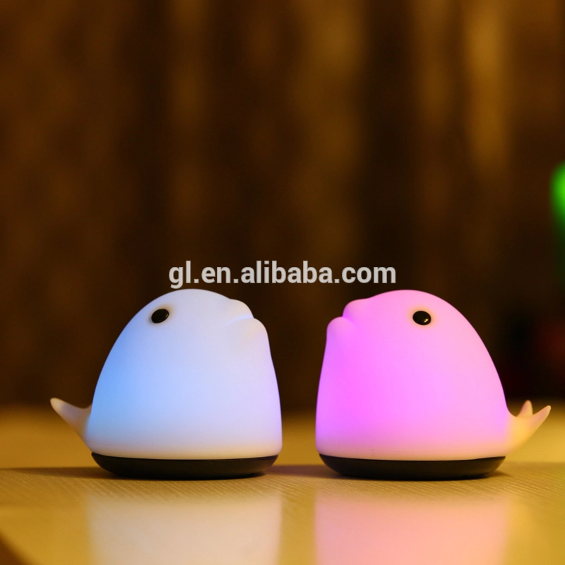 Bedroom Atmosphere Lamp Rechargeable Hand Pat Touch Control silicone gel Whale Cartoon Night Light 1