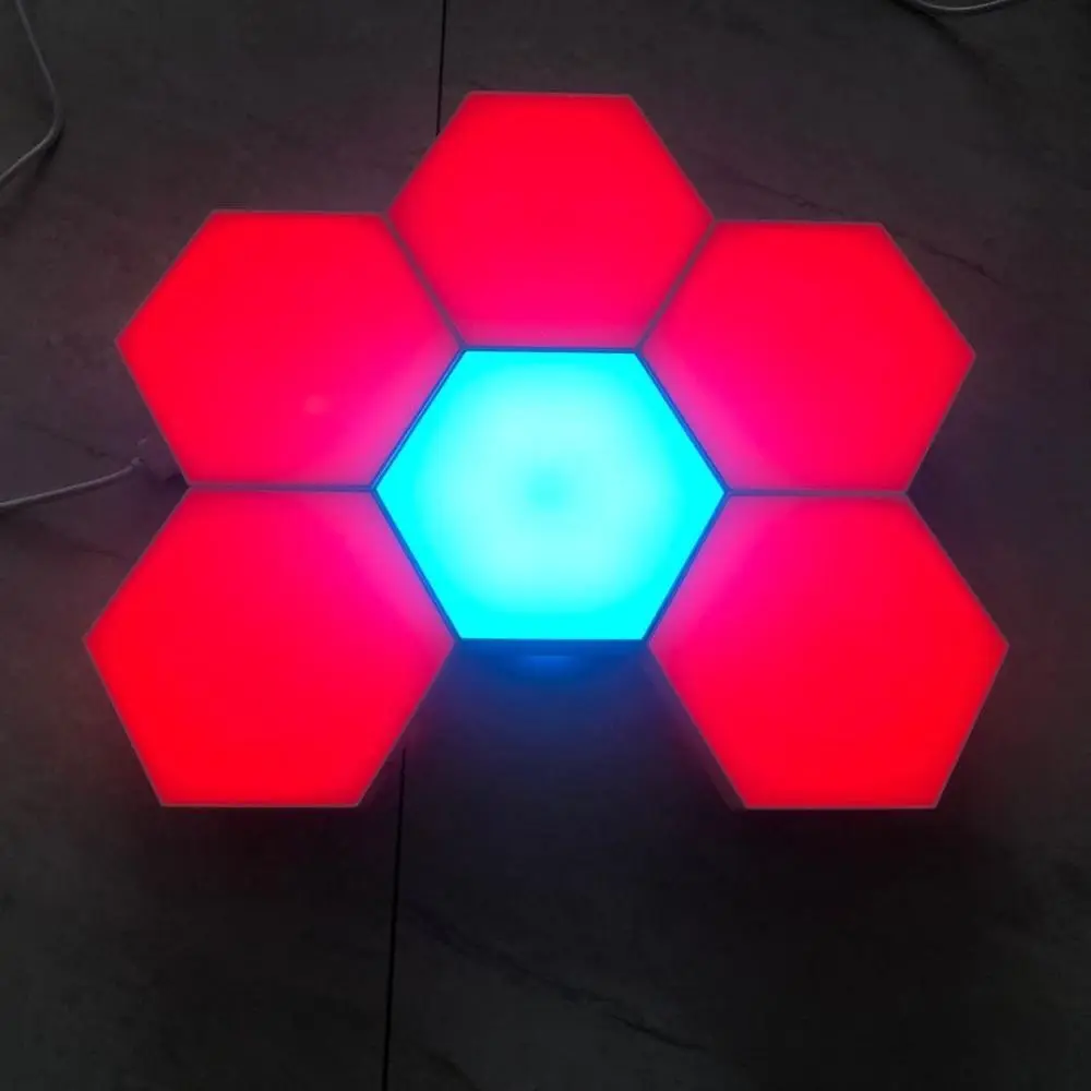 Multi-colors hand touch sensing modular night light hexagonal black family quantum honeycomb induction wall lamp1 1