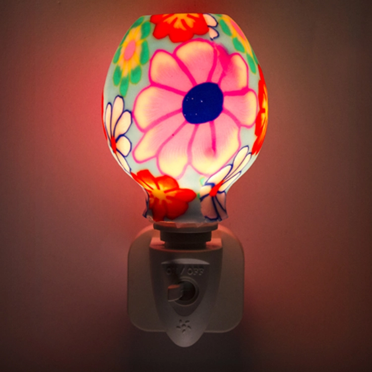 ETLCE SAA CB BS Aroma Essential Oil soft Art glass red flowers design night light 110v 220v 7w GL-RT06 1