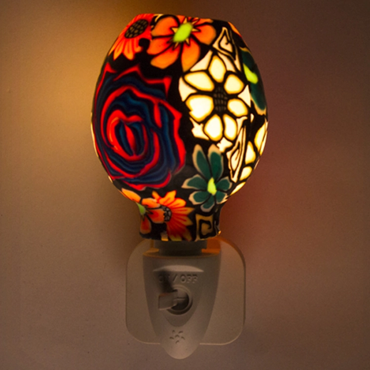 ETLCE SAA CB BS Aroma Essential Oil soft Art glass colorful flowers design night light 110v 220v 7w GL-RT06 1