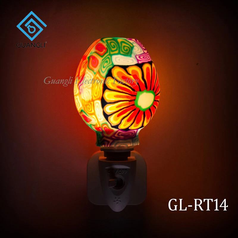 indoor decoration Aroma Essential Oil soft Art glass beauty colorful flowers design night light 110v 220v 7w GL-RT06 1