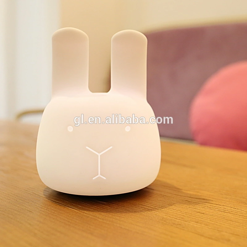 MINI Colorful Silicone Smart Cute rabbit Animals Night Lights Lamp with Touch and Button Switch 1