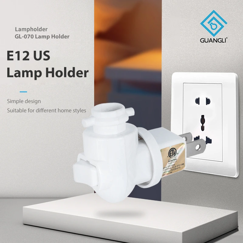 E12 ETL Support American USA Type Lamp Socket Switch Night Light Electrical Plug In Holder Base In Bulk 1