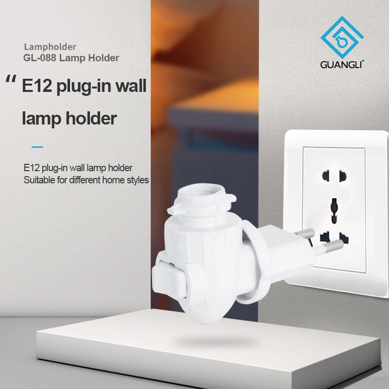 CE ROHS approved 088-1Wall lamp night light electrical plug in socket flat plug lamp holder 220V and 240V 1
