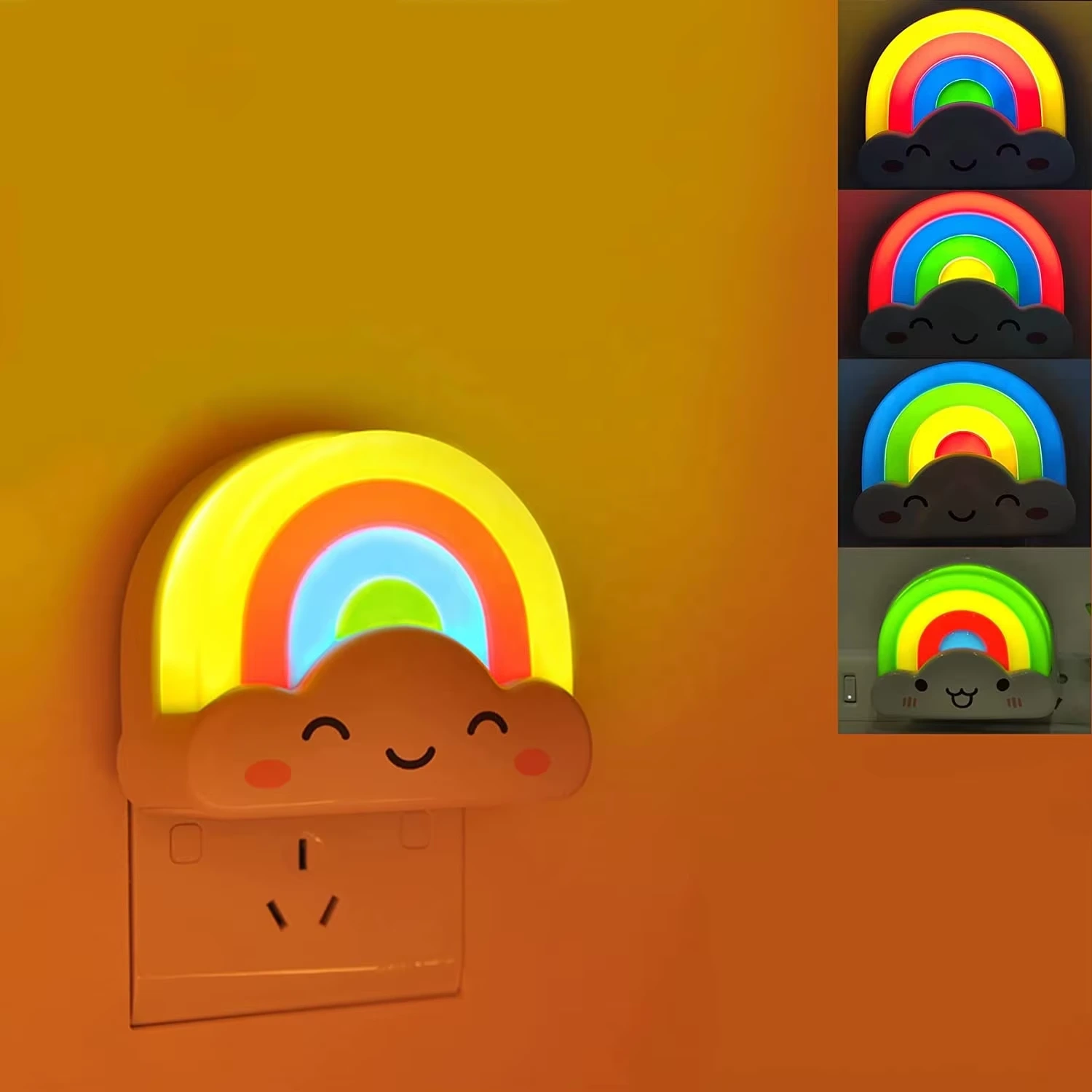 Cartoon Rainbow Baby Wall Night Light W030 With EU US Plug 0.5W for Baby Room 1