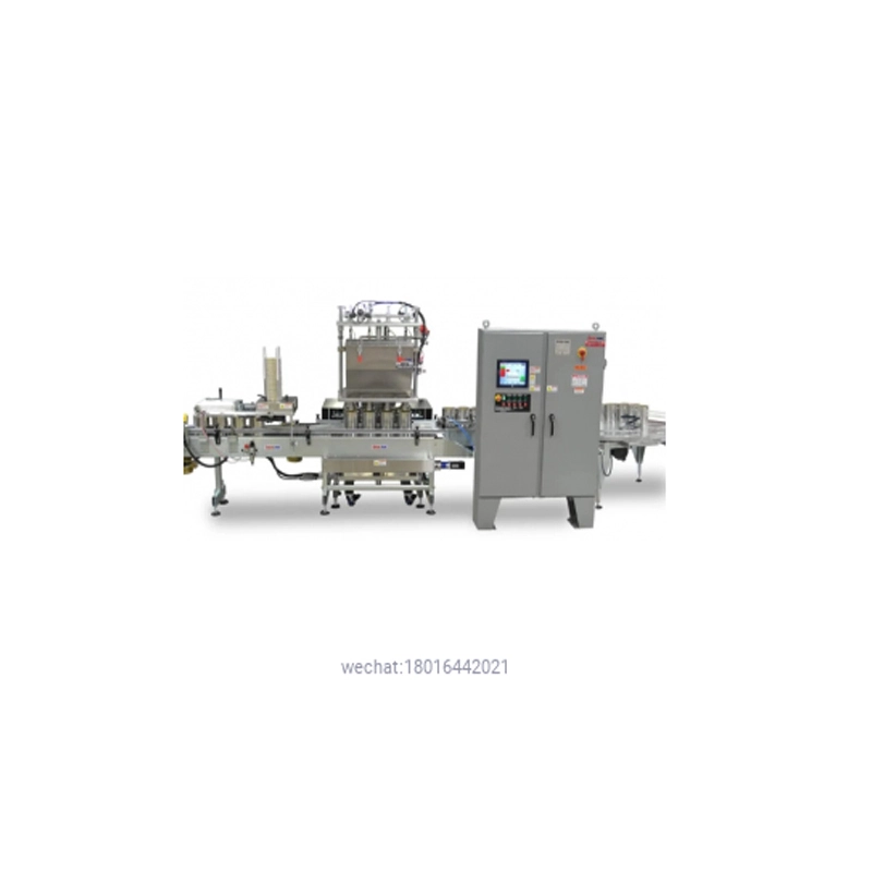 4-Head Automatic Net Weight Filling & Closing Machine with Lateral Container Transfer for faster cycle times – 1/2 Pint to Gallon Containers. 1