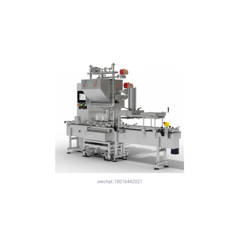 2-Head In-line Automatic Net Weight Filling & Closing Machine for 1/2 Pint to Gallon Containers with DFS Fill Cart 1