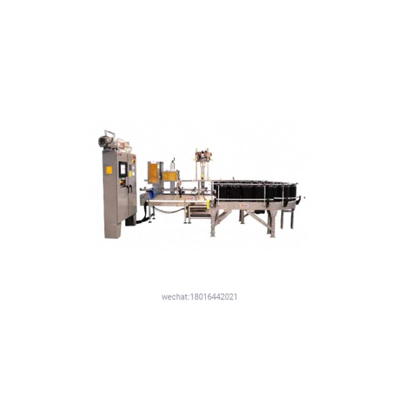 2 – Head In-line Automatic Net Weight Bottom Filling & Closing Machine for 1 Gallon to 5 Gallon Containers with Bottom Fill Cart 1