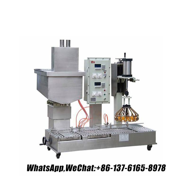 Easy to Operate Semi-Auto Chemical Pail Filling Machine for Paint with a Cap PLC控制的化工灌装机,粘稠液体灌装机,活塞式灌装机